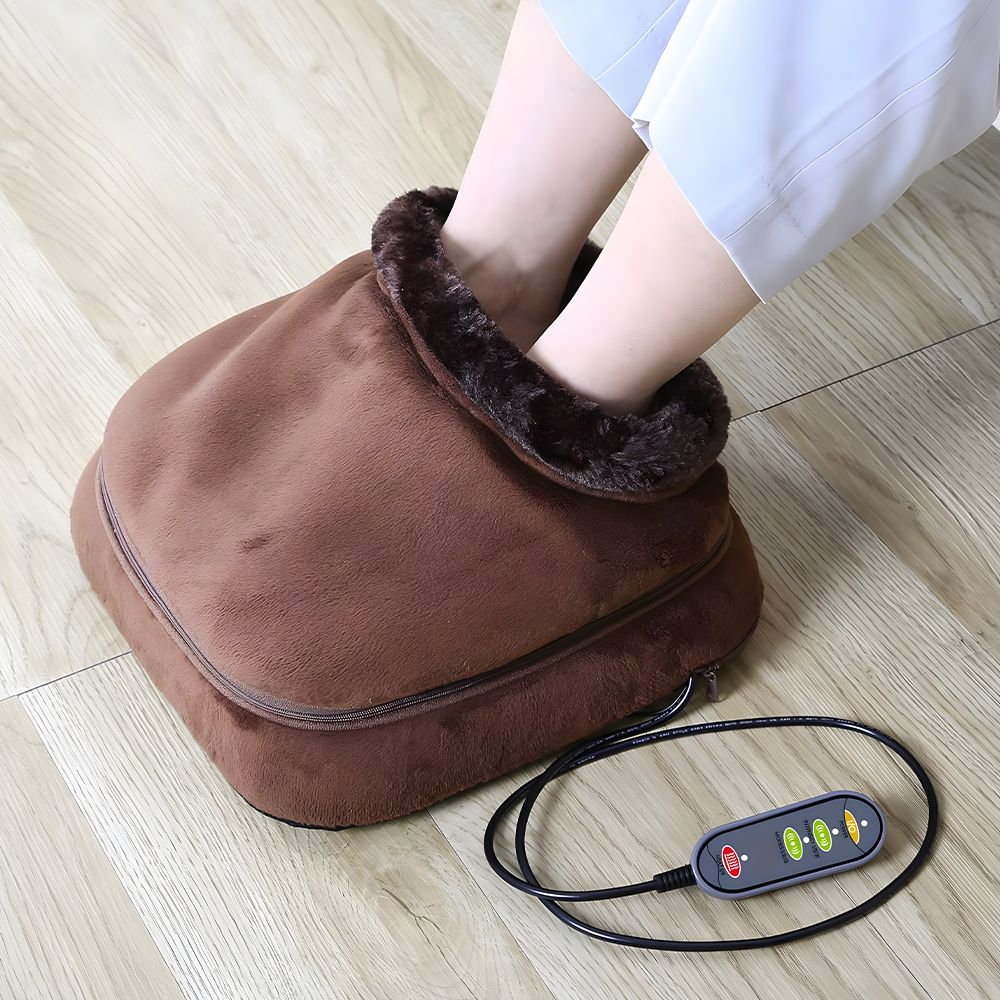 Relivo VelvetWarm Pro — 2-in-1 Electric Heated Foot Warmer & Massage Slipper
