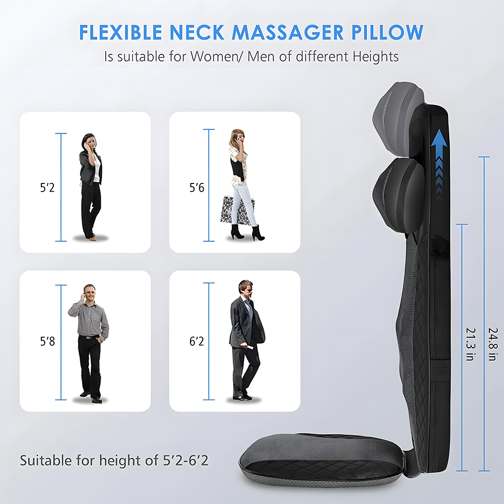 Relivo BackRelief Cushion — Traveling Kneading Heat & Vibration Back Massager