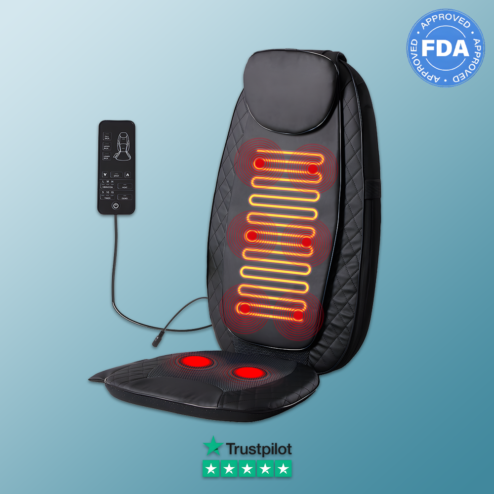Relivo BackRelief Cushion — Traveling Kneading Heat & Vibration Back Massager