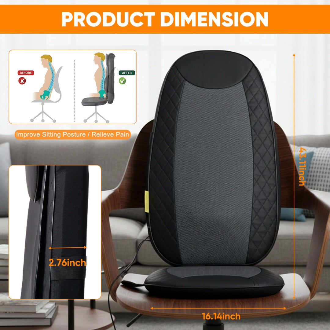 Relivo BackRelief Cushion — Traveling Kneading Heat & Vibration Back Massager