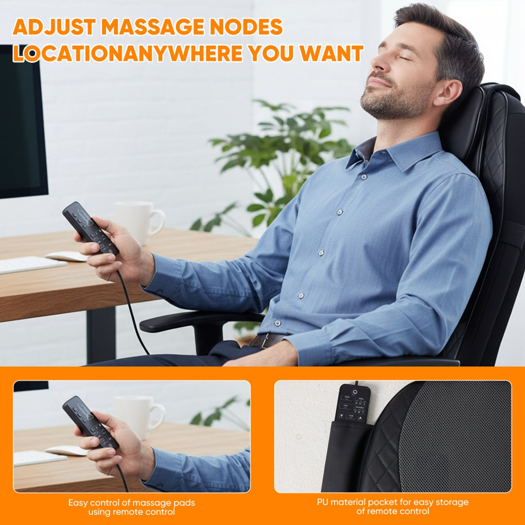 Relivo BackRelief Cushion — Traveling Kneading Heat & Vibration Back Massager