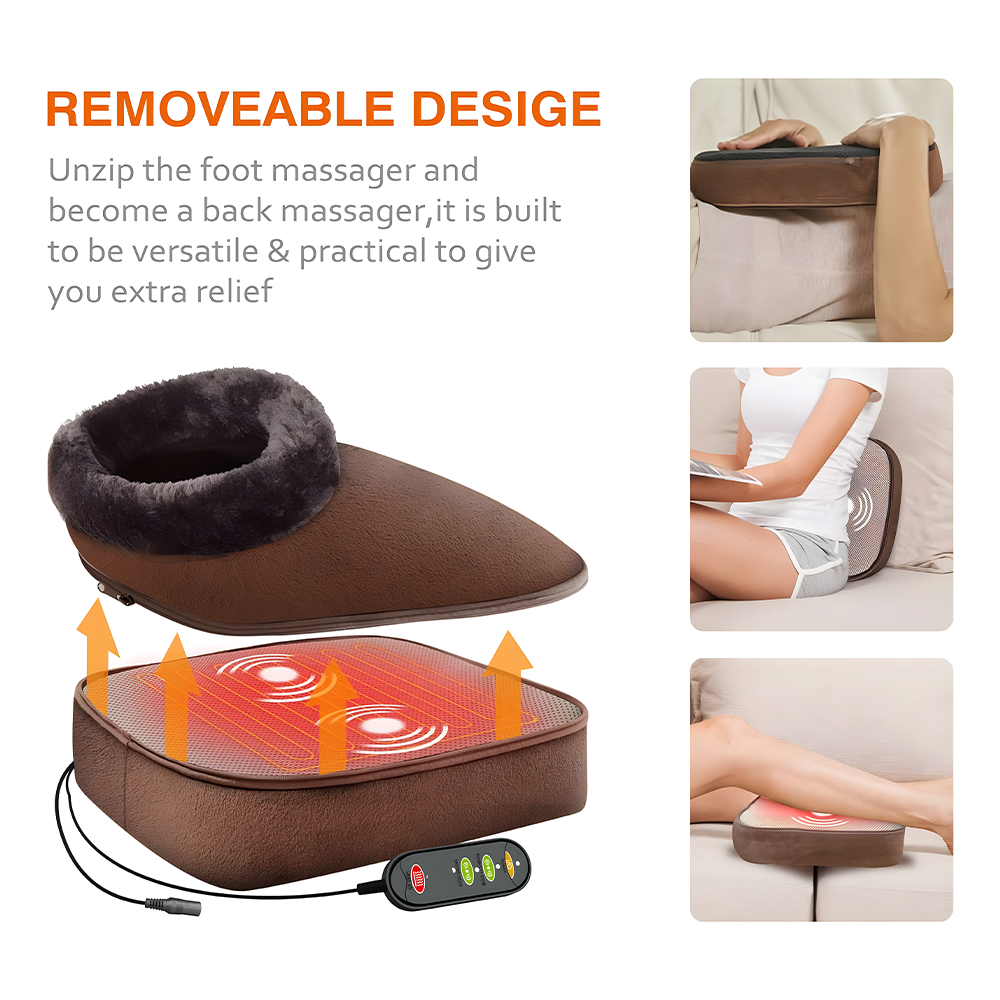 Relivo VelvetWarm Pro — 2-in-1 Electric Heated Foot Warmer & Massage Slipper