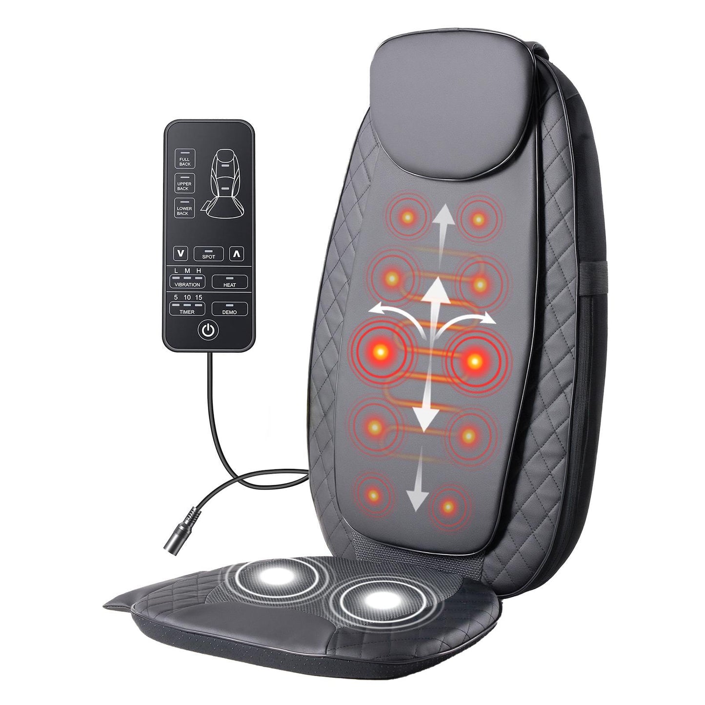 Relivo BackRelief Cushion — Traveling Kneading Heat & Vibration Back Massager