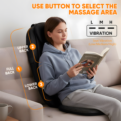 Relivo BackRelief Cushion — Traveling Kneading Heat & Vibration Back Massager