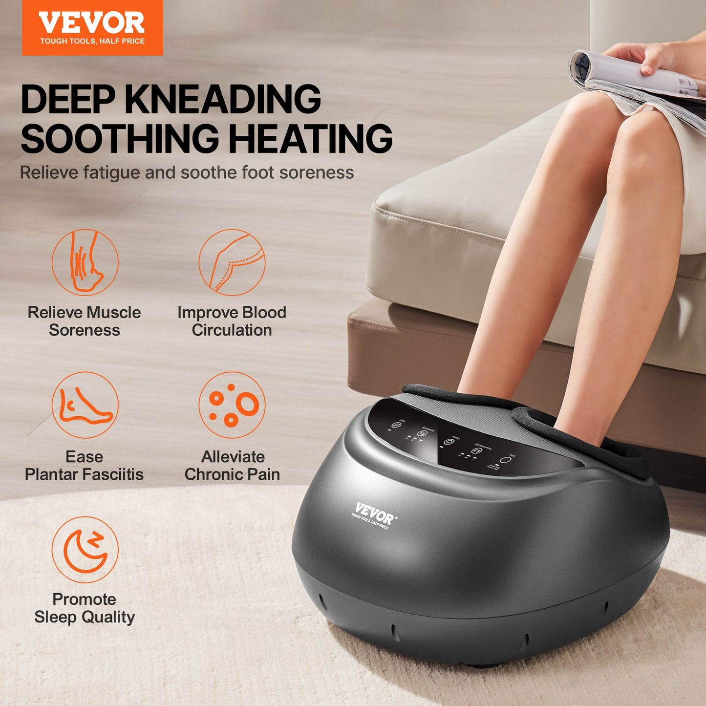 Relivo FootRelief Pro — 6-Technique Shiatsu Heat & Compression Foot Massager