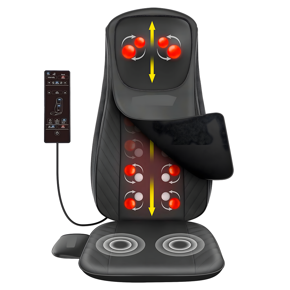 Relivo BackRelief Cushion — Traveling Kneading Heat & Vibration Back Massager