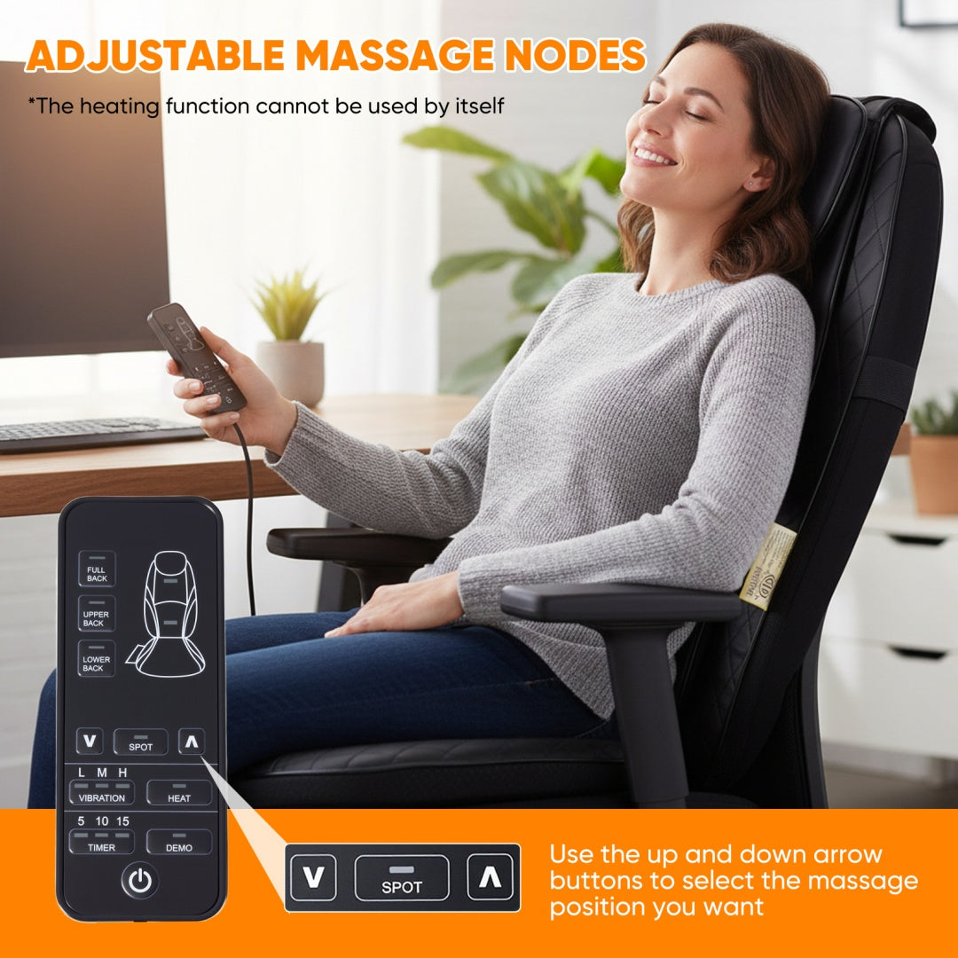 Relivo BackRelief Cushion — Traveling Kneading Heat & Vibration Back Massager